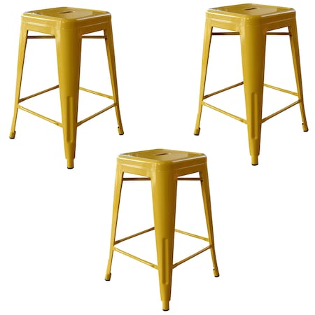 Amerihome Loft Gold 24" Metal Bar Stool, PK3 BS24GOLD3